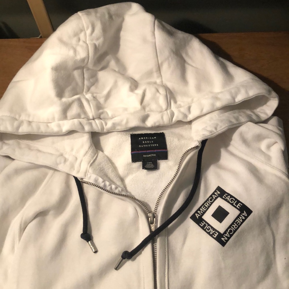 American Eagle White Zip Hoodie